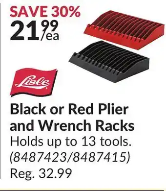 Princess Auto Black or red plier and wrench rack offer