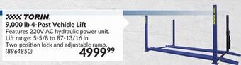 Princess Auto 9, 000 lb 4-post vehicle lift offer
