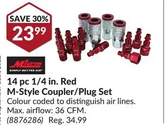 Princess Auto 14 pc 1/4 in. red m-style coupler/plug set offer