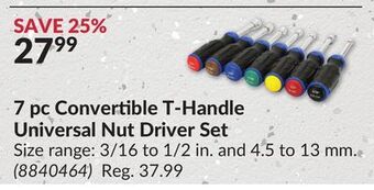 Princess Auto 7 pc convertible t-handle universal nut driver set offer