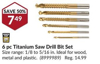 Princess Auto 6 pc titanium saw drill bit set offer