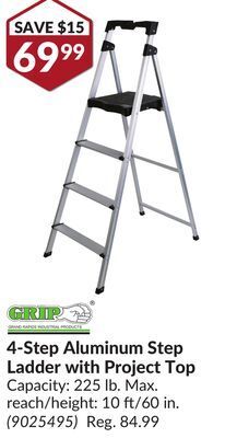 Princess Auto 4-step aluminum step ladder with project top offer