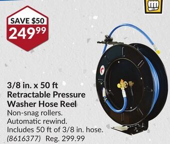 Princess Auto 3/8 in. x 50 ft retractable pressure washer hose reel offer