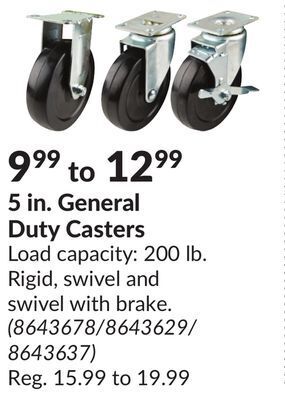 Princess Auto 5 in. general duty casters offer