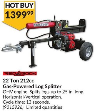 Princess Auto 22 ton 212cc gas-powered log splitter offer