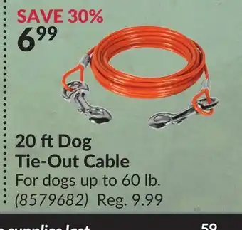 Princess Auto 20 ft dog tie-out cable for dogs offer