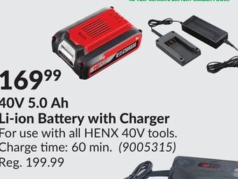 Princess Auto 40v 5.0 ah li-ion battery with charger offer