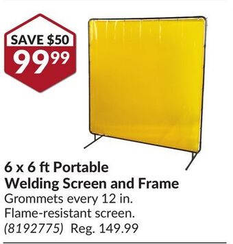 Princess Auto 6 x 6 ftportable welding screen and frame offer