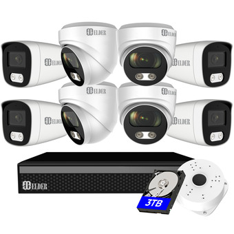 Best Buy 【2022 new】elder 4k security camera system 8mp, 8ch poe nvr 8-camera surveillance kit outdoor 3tb hdd audio, wired home securi offer