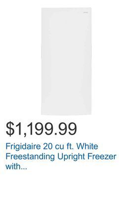 Costco Frigidaire 20 cu ft. white freestanding upright freezer with auto-close doors offer