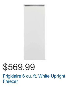 Costco Frigidaire 6 cu. ft. white upright freezer offer