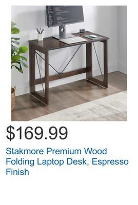 Costco Stakmore premium wood folding laptop desk, espresso finish offer