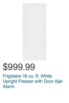 Costco Frigidaire 16 cu. ft. white upright freezer with door ajar alarm offer