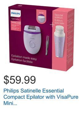 Costco Philips satinelle essential compact epilator with visapure mini facial cleanser offer