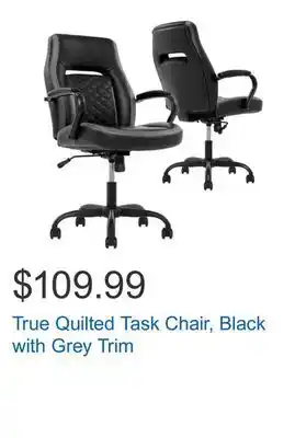 Costco True quilted task chair, black with grey trim offer