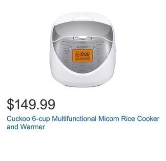 Costco Cuckoo 6-cup multifunctional micom rice cooker and warmer offer