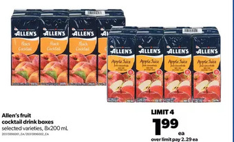 Real Canadian Superstore Allen's fruit cocktail drink boxes offer