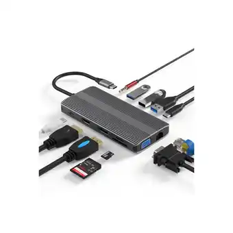 Best Buy Navor 12-in-1 usb c hub, usb dongle with 4k hdmi, vga, dp interface, 2 usb 3.0 ports, 1 usb 2.0 port, pd, tf/sd card slot, et offer