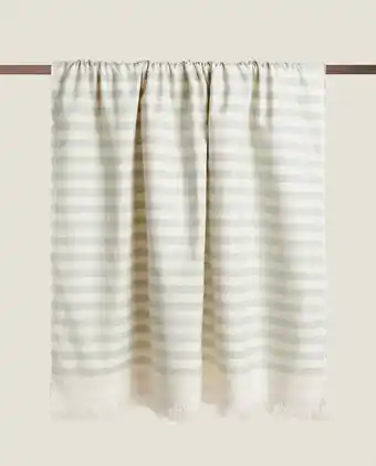 ZARA HOME Contrasting stripe cotton blanket offer