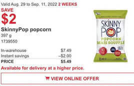 Costco SkinnyPop Popcorn offer