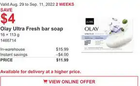 Costco Olay Ultra Fresh Bar Soap 16 x 113g offer