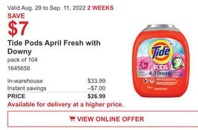 Costco Tide Pods April Fresh With Downy offer