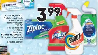 Brunet Resolve, Shout 650ml, 946ml /Ziploc 14-90 Un. /Scrubbing Bubbles 710ml offer