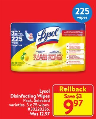 Walmart Lysol disinfecting wipes offer