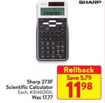 Walmart Sharp 273f scientific calculator offer
