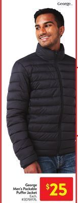 Walmart George men's packable puffer jacket offer