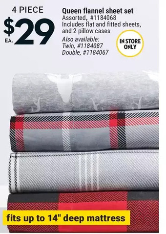 Giant Tiger Queen flannel sheet set offer
