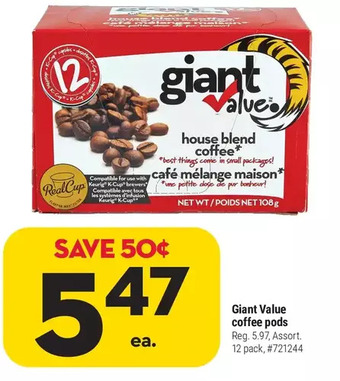 Giant Tiger Giant value coffee pods offer