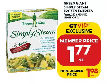 Giant Tiger Green giant simply steam frozen entrees offer