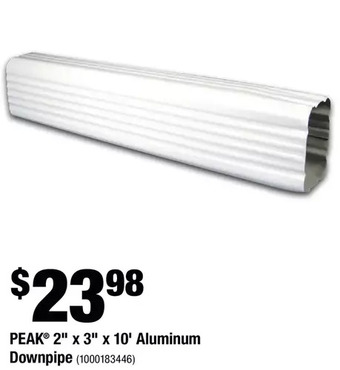 Home Depot Peak 2" x 3" x 10' aluminum downpipe offer