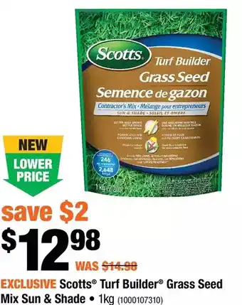 Home Depot Scotts turf builder grass seed mix sun & shade offer