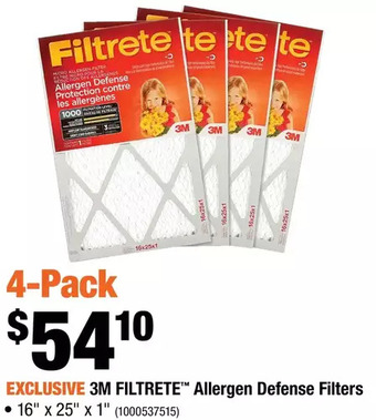 Home Depot 3m filtrete allergen defense filters offer