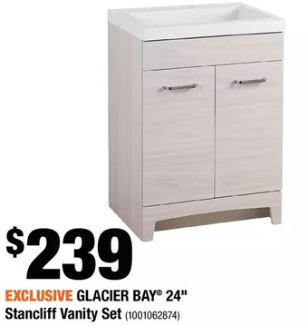 Home Depot Glacier bay 24" stancliff vanity set offer