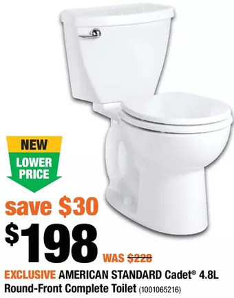 Home Depot American standard cadet 4.8l round-front complete toilet offer