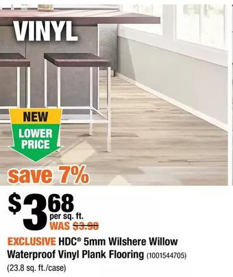 Home Depot Hdc 5mm wilshere willow waterproof vinyl plank flooring offer