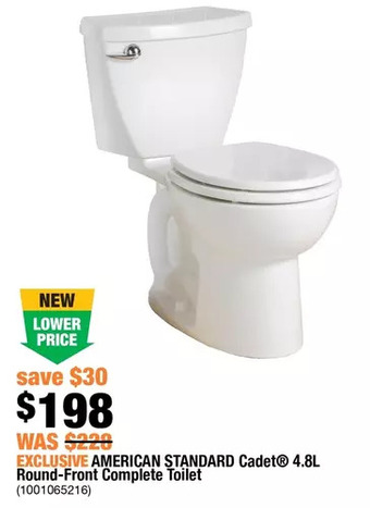 Home Depot American standard cadet 4.8l round-front complete toilet offer