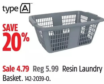 Canadian Tire Type a resin laundry basket offer