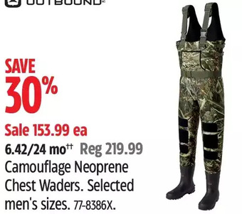 Canadian Tire Outbound camouflage neoprene chest waders offer