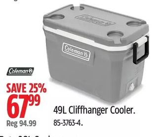 Canadian Tire Coleman 49l cliffhanger cooler offer
