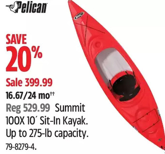 Canadian Tire Pelican summit 100x 10' sit-in kayak offer