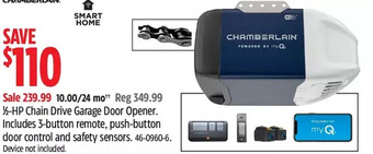 Canadian Tire Chamberlain 1/2-hp chain drive garage door opener offer