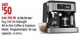 Canadian Tire Delonghi all-in-one coffee & espresso maker offer
