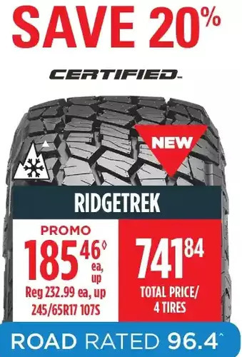 Canadian Tire Certified ridgetrek tires offer