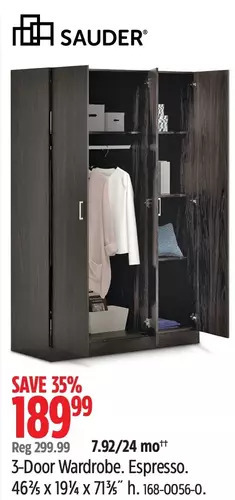 Canadian Tire Sauder 3-door wardrobe offer