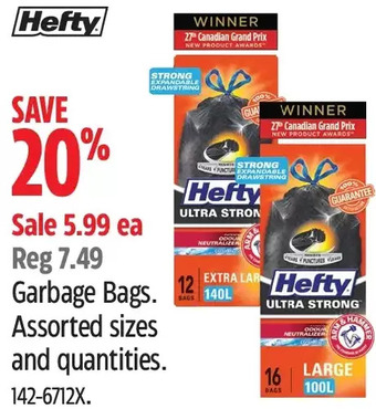 Canadian Tire Hefty garbage bags offer