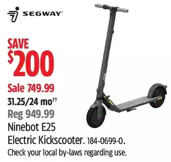 Canadian Tire Segway ninebot e25 electric kickscooter offer